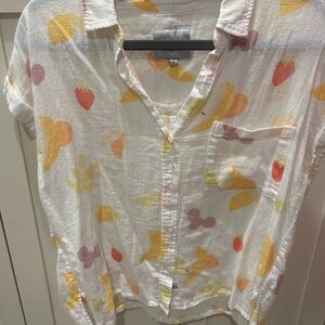 Rails Women’s Fruit Print Button Down Shirt - White, Yellow, Pink, Orange